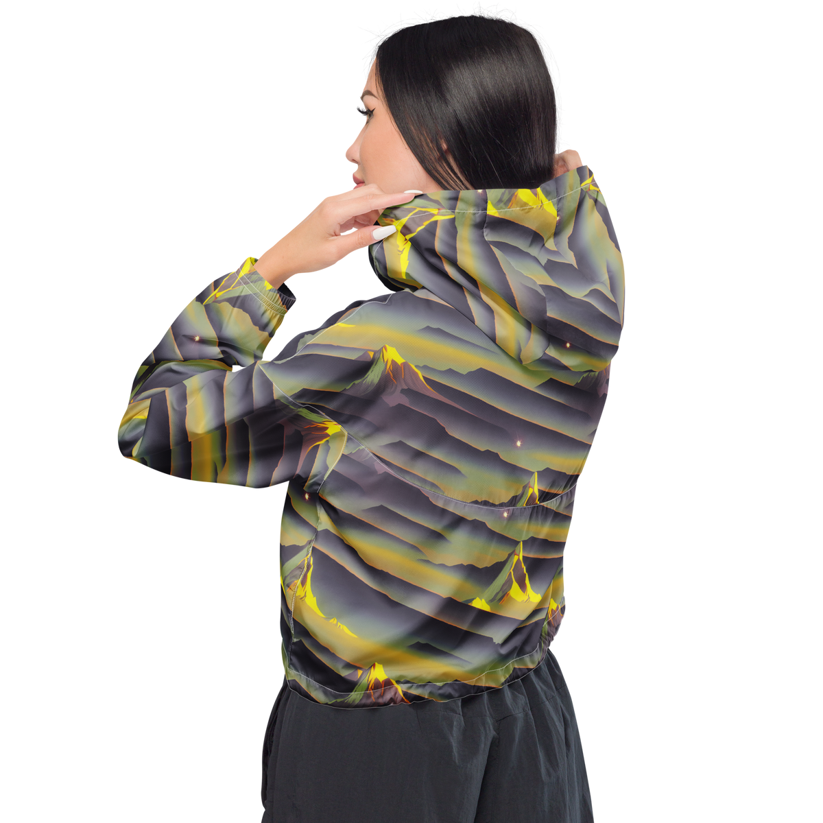 Women's Cropped Windbreaker - Surreal Summit