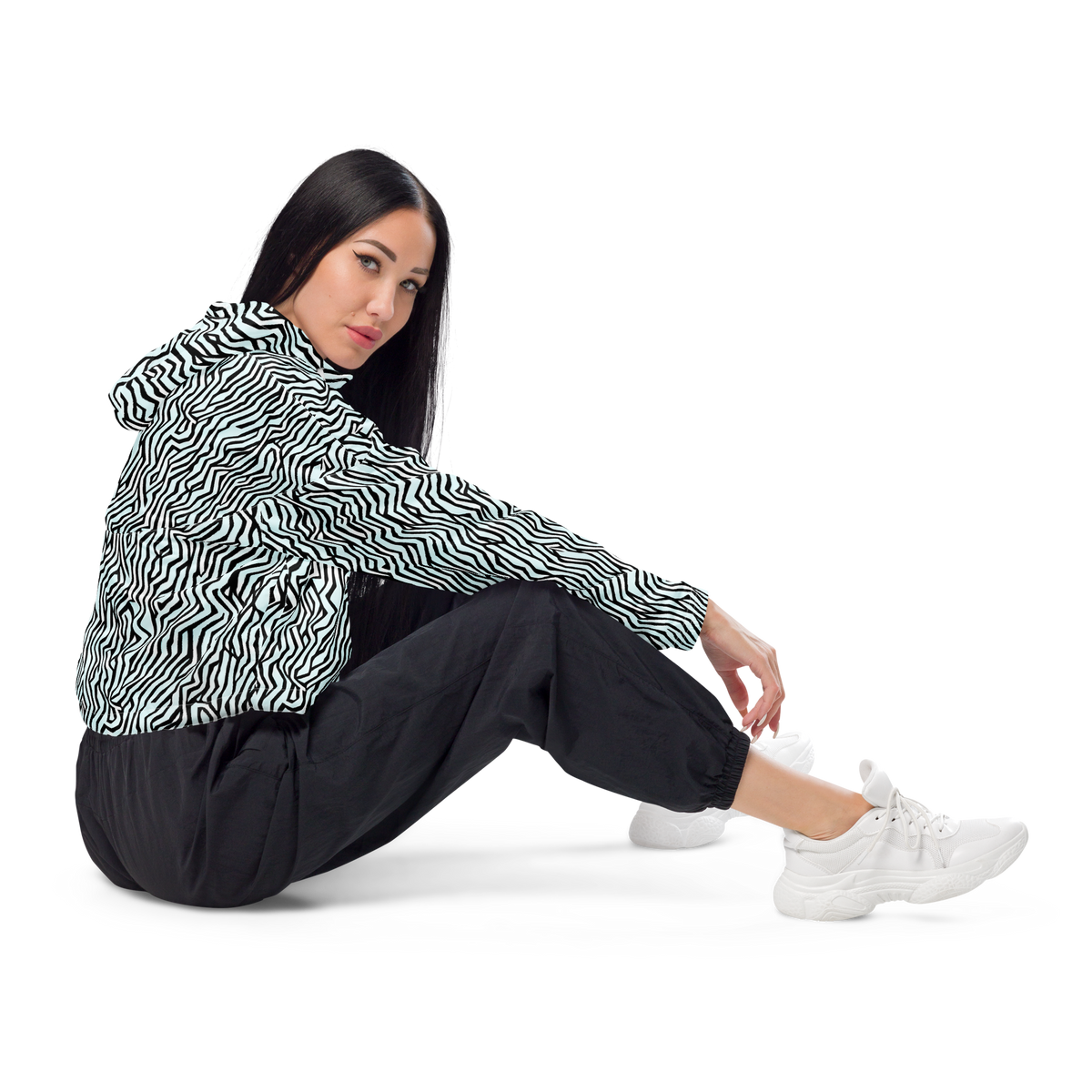 Women's Cropped Windbreaker - Echoing Stripes