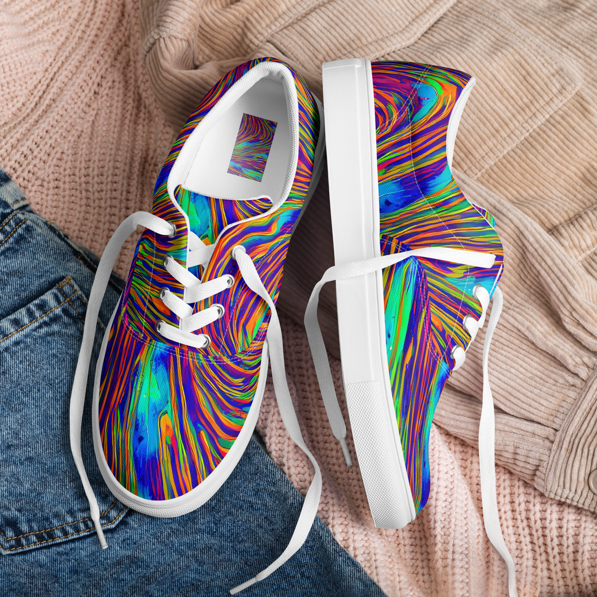 Men's Lace-Up Canvas Shoes - Lux Waves