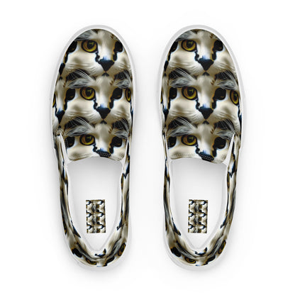 Men's Slip-On Canvas Shoes - Feline Fancy