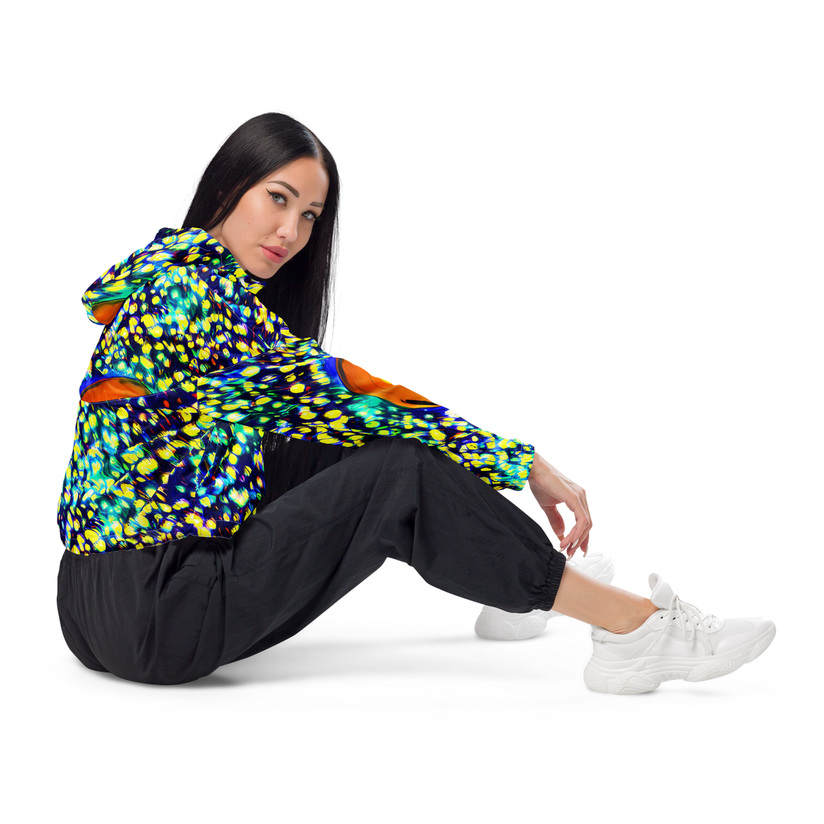 Women's Cropped Windbreaker - Illuminated Whirl