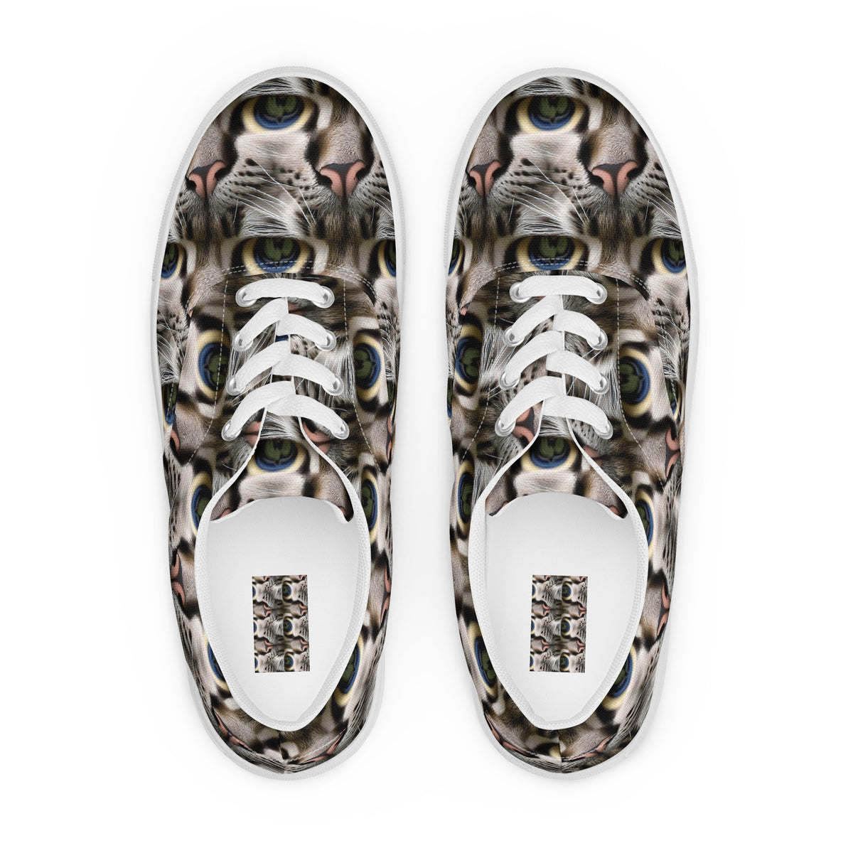 Women's Lace-Up Canvas Shoes - Feline Mirage