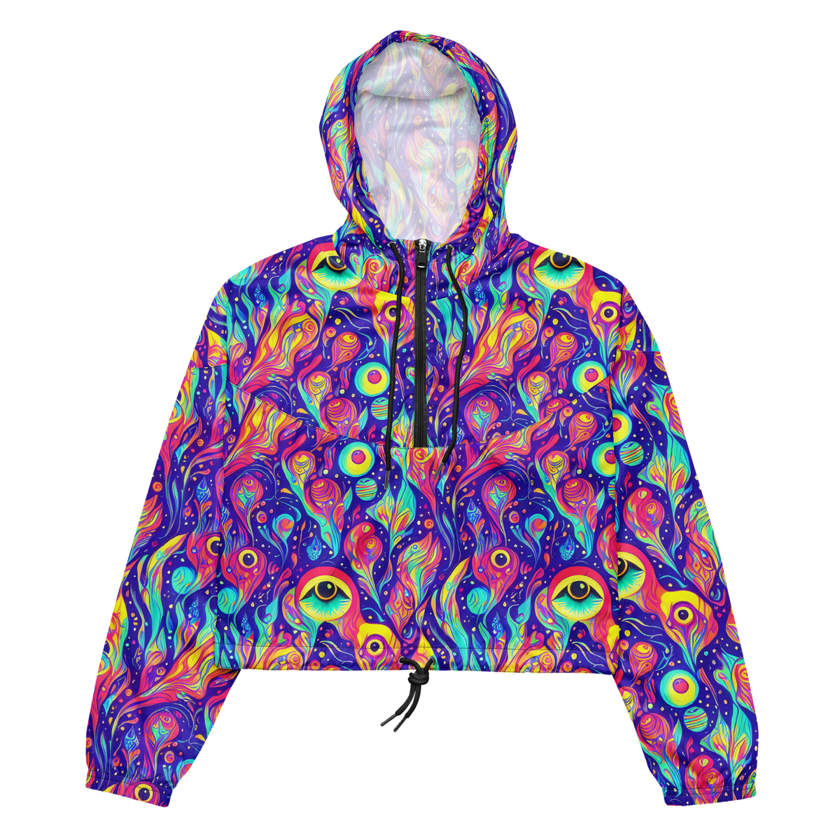 Women's Cropped Windbreaker - Mystic Petal Dance