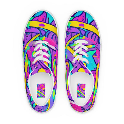 Women's Lace-Up Canvas Shoes - Neon Galaxy Whirl