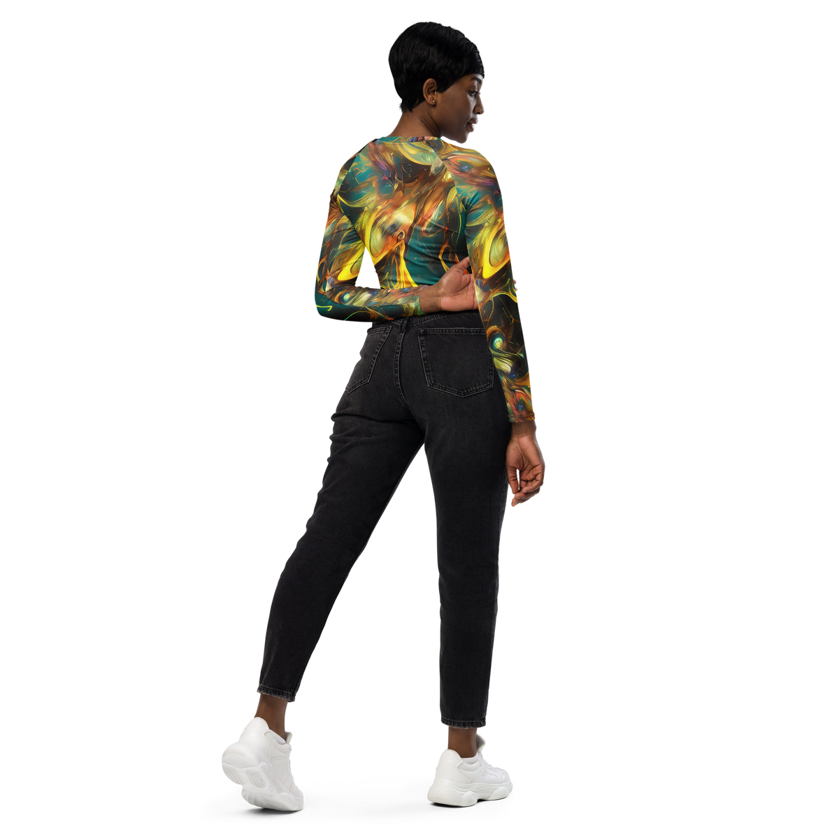 Long Sleeve Crop Top - Elegant Whirl