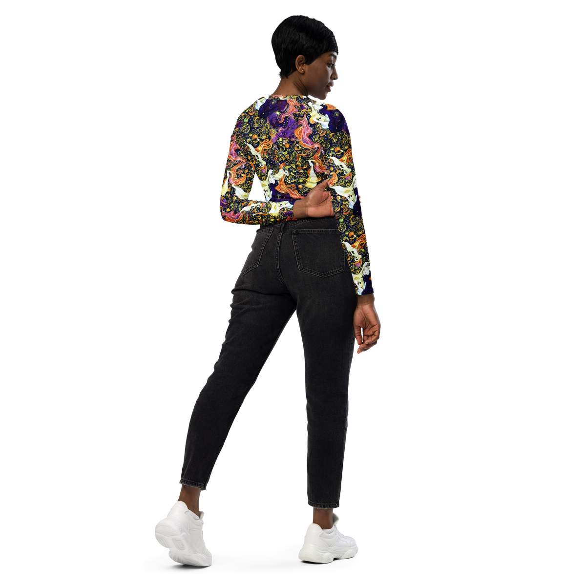 Long Sleeve Crop Top - Ethereal Waltz