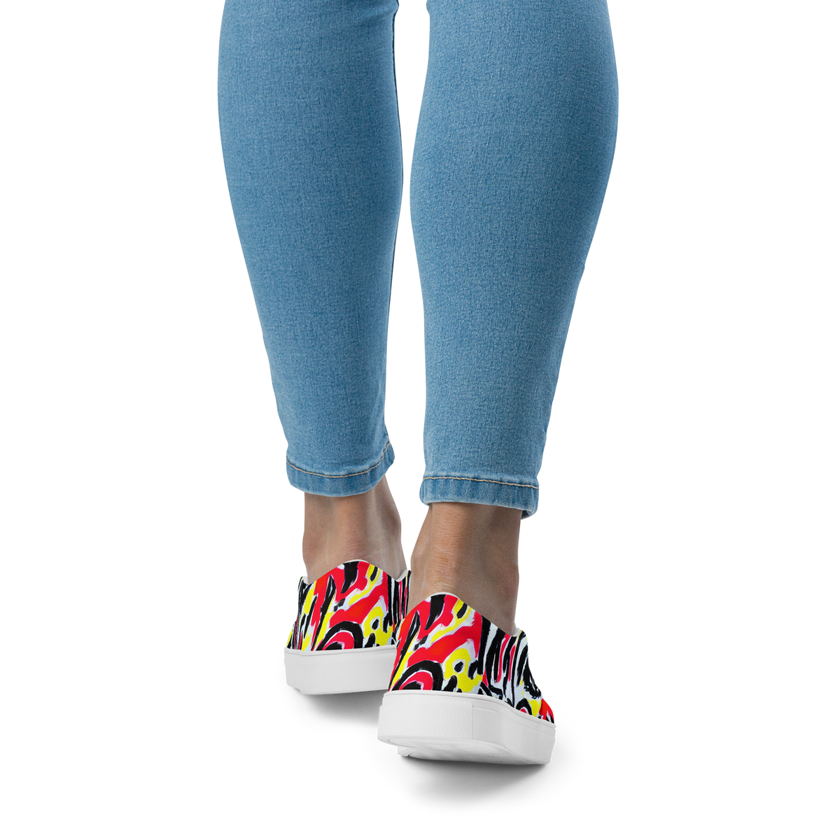 Women's Slip-On Canvas Shoes - Cosmic Brushstrokes