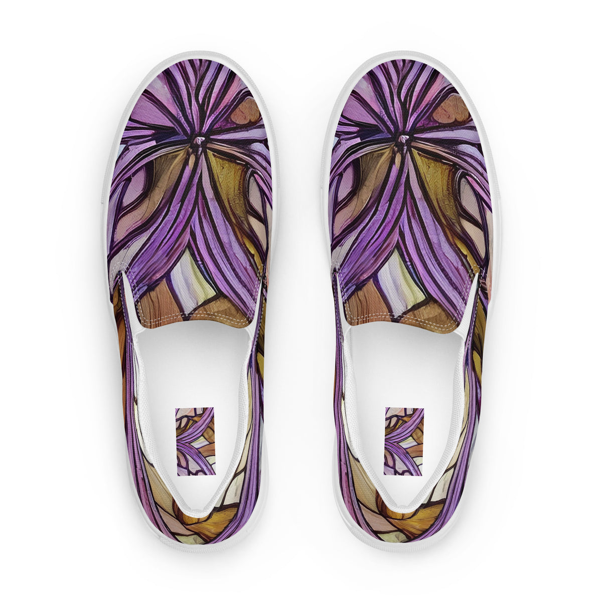 Men's Slip-On Canvas Shoes - Stained Glass Whirl