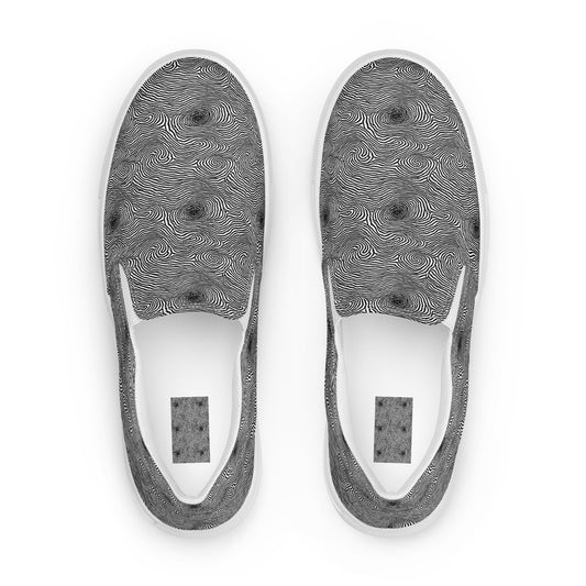 Men's Slip-On Canvas Shoes - Black And White Rhapsody