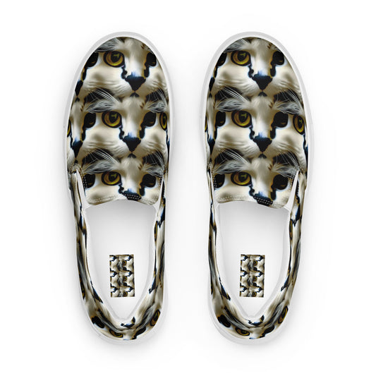 Women's Slip-On Canvas Shoes - Feline Fancy