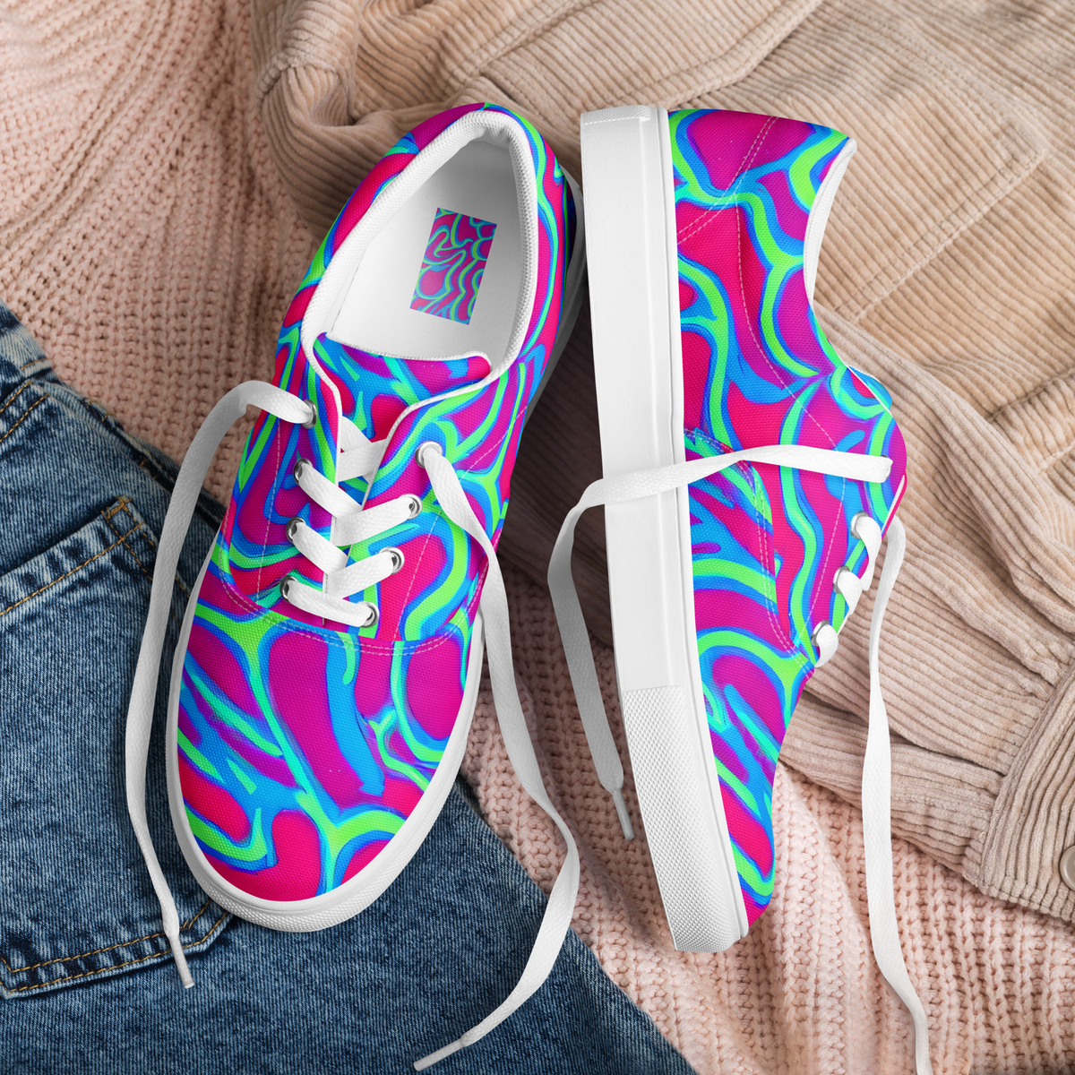 Women's Lace-Up Canvas Shoes - Aquatic Ember