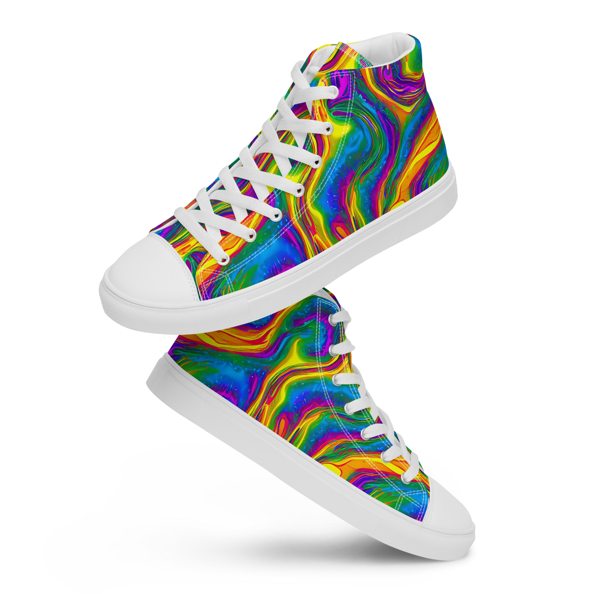 Men's High Top Canvas Shoes - Electric Aurora