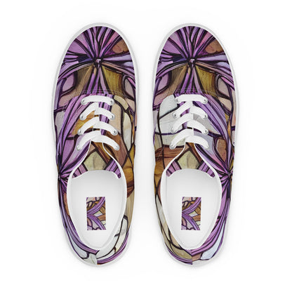 Men's Lace-Up Canvas Shoes - Stained Glass Whirl