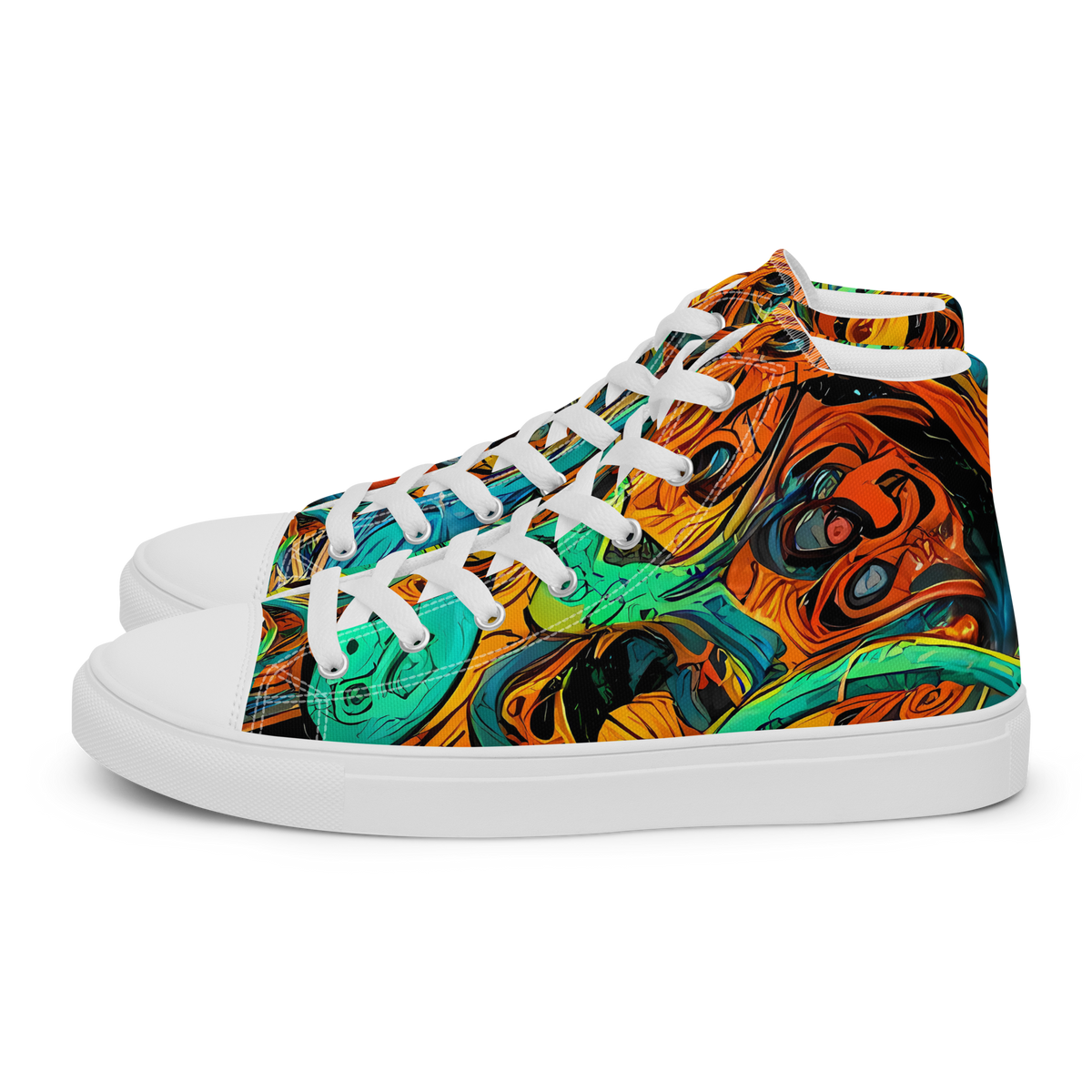 Men's High Top Canvas Shoes - Flaming Mirage