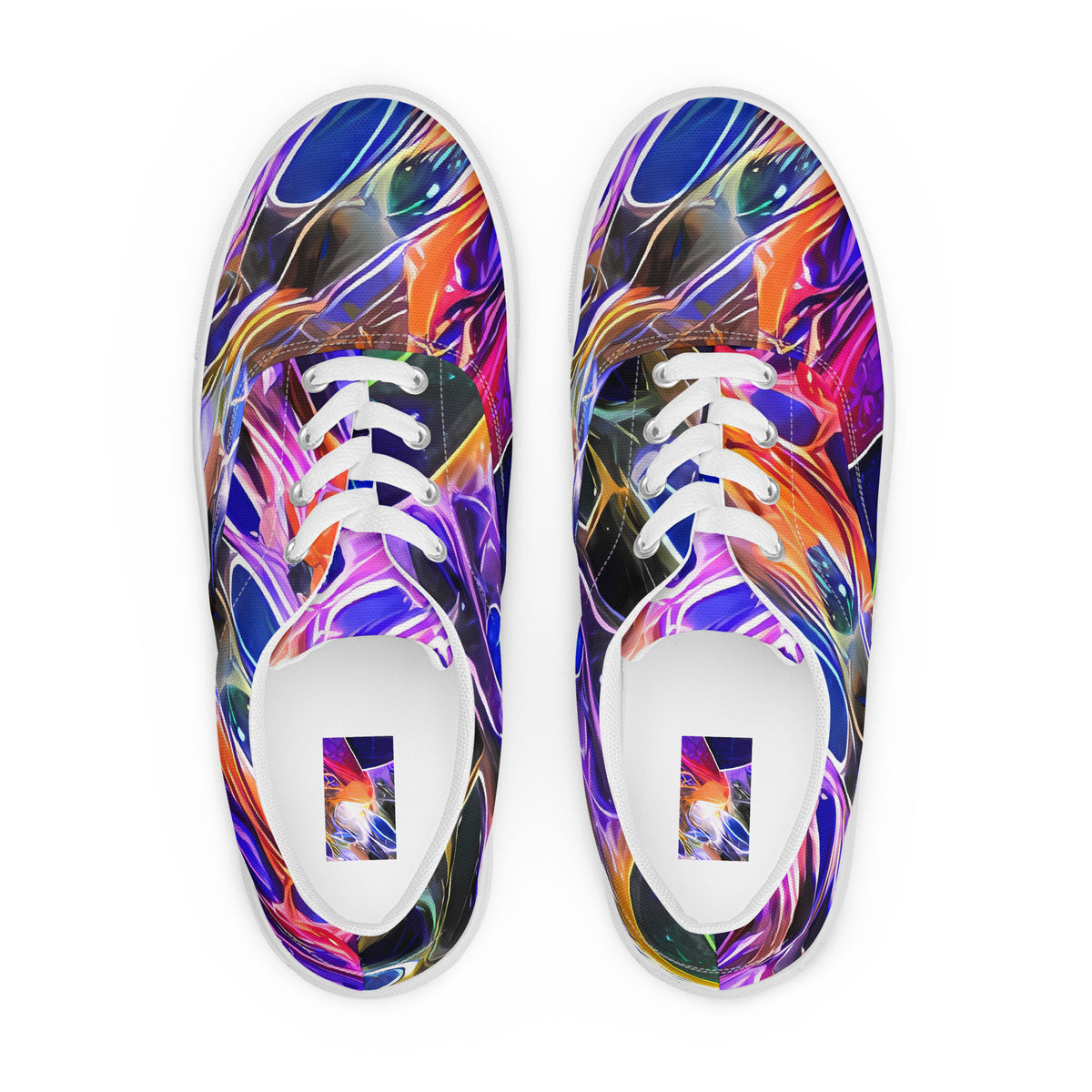 Men's Lace-Up Canvas Shoes - Neon Orbits