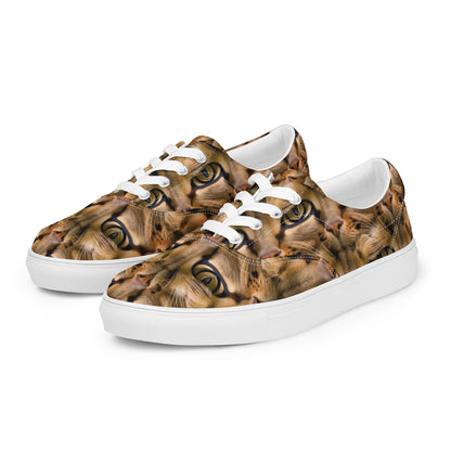 Women's Lace-Up Canvas Shoes - Feline Whisper