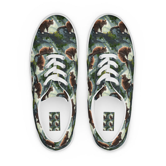 Men's Lace-Up Canvas Shoes - Whiskered Enigma