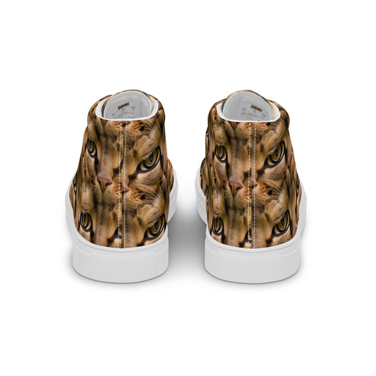 Men's High Top Canvas Shoes - Feline Whisper