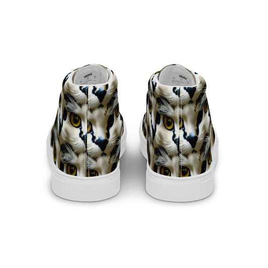 Men's High Top Canvas Shoes - Feline Fancy
