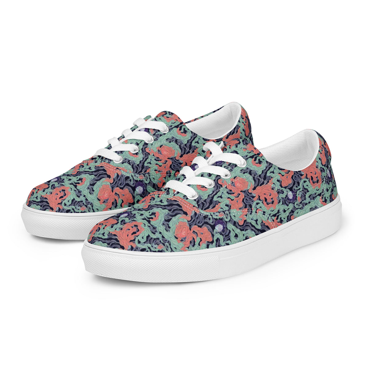 Women's Lace-Up Canvas Shoes - Cosmic Coral