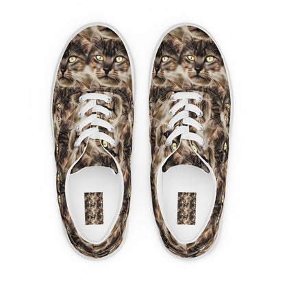 Men's Lace-Up Canvas Shoes - Feline Reverie