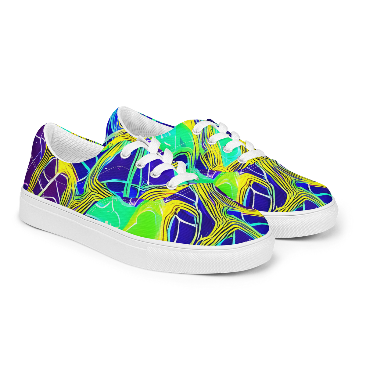 Women's Lace-Up Canvas Shoes - Neon Jungle Rhapsody