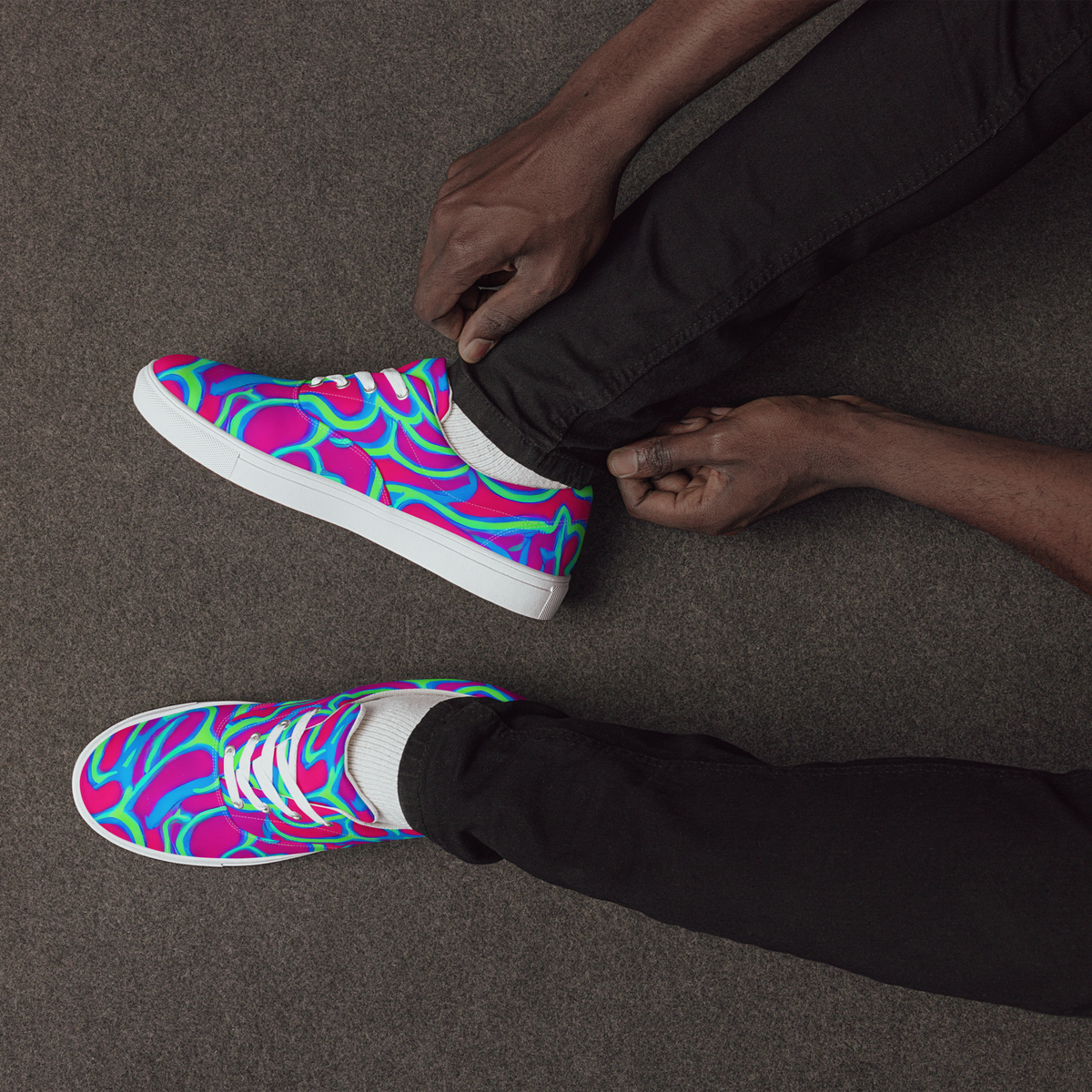 Men's Lace-Up Canvas Shoes - Aquatic Ember