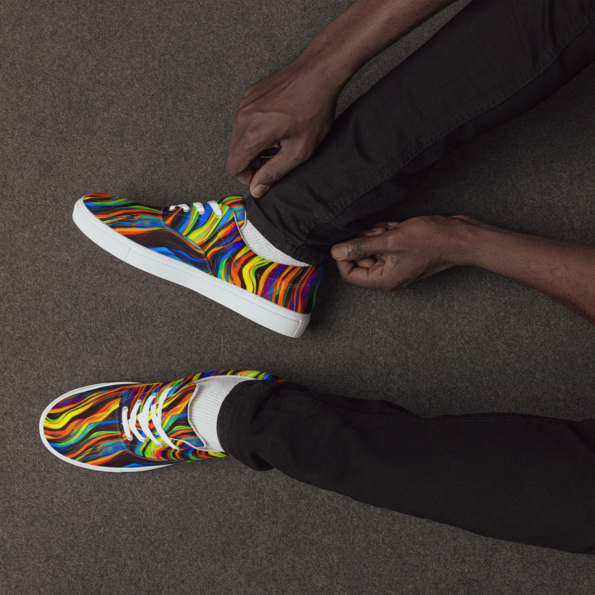 Men's Lace-Up Canvas Shoes - Celestial Waves