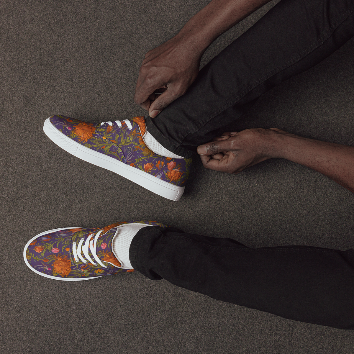 Men's Lace-Up Canvas Shoes - Botanical Nebula