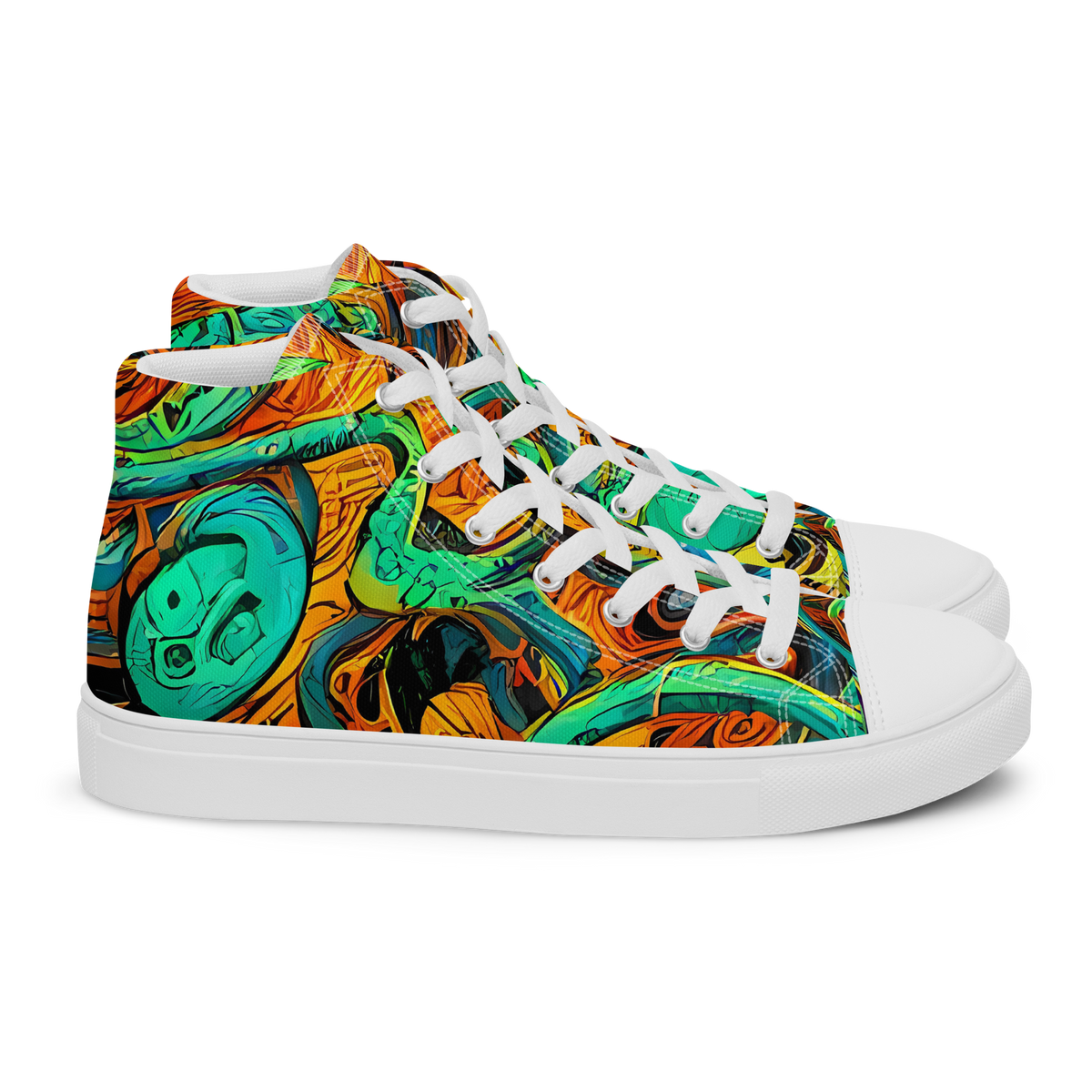Men's High Top Canvas Shoes - Flaming Mirage