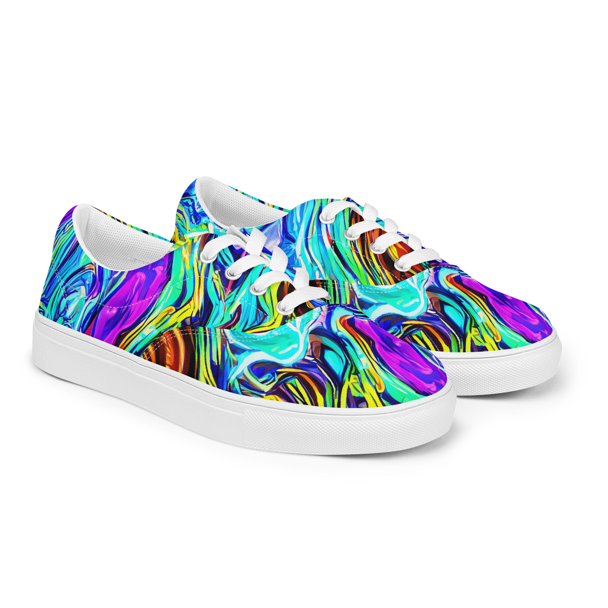 Men's Lace-Up Canvas Shoes - Mystic Iridescence