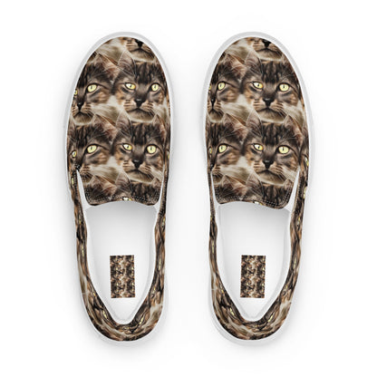 Men's Slip-On Canvas Shoes - Feline Reverie
