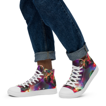 Men's High Top Canvas Shoes - Nebula Dreams
