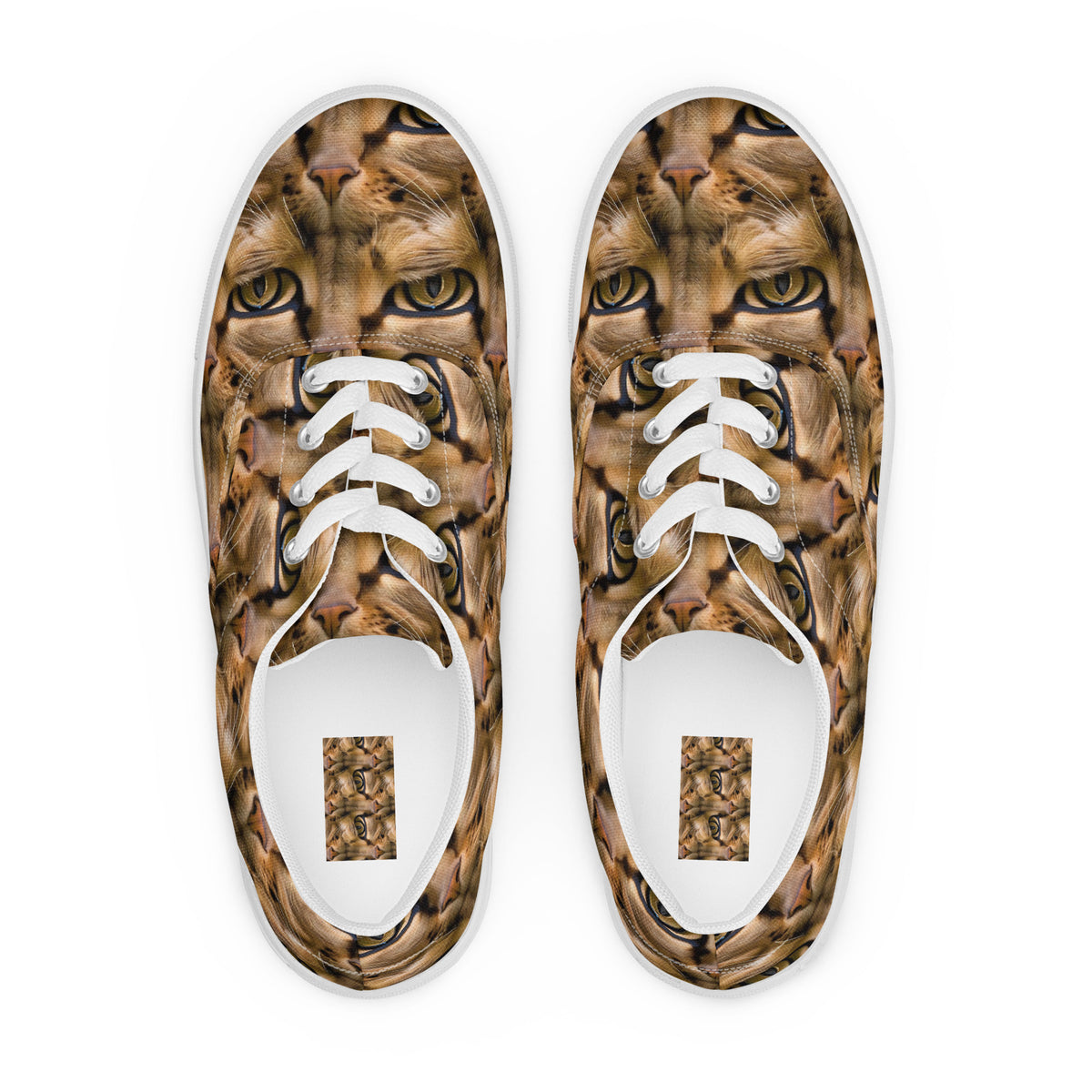 Women's Lace-Up Canvas Shoes - Feline Whisper