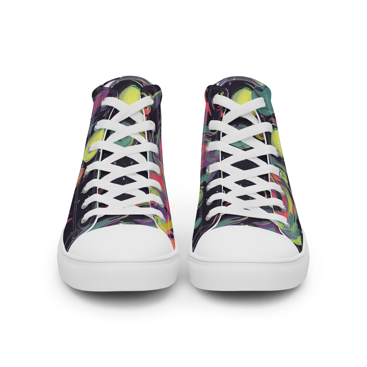 Men's High Top Canvas Shoes - Psychedelic Drift