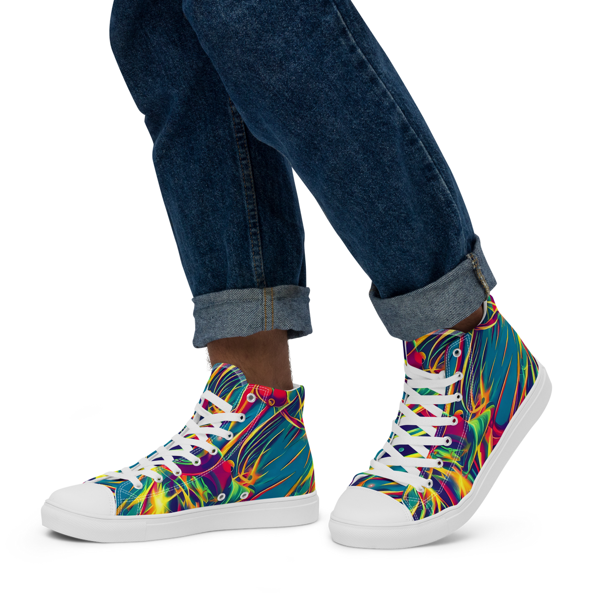 Men's High Top Canvas Shoes - Cosmic Inferno