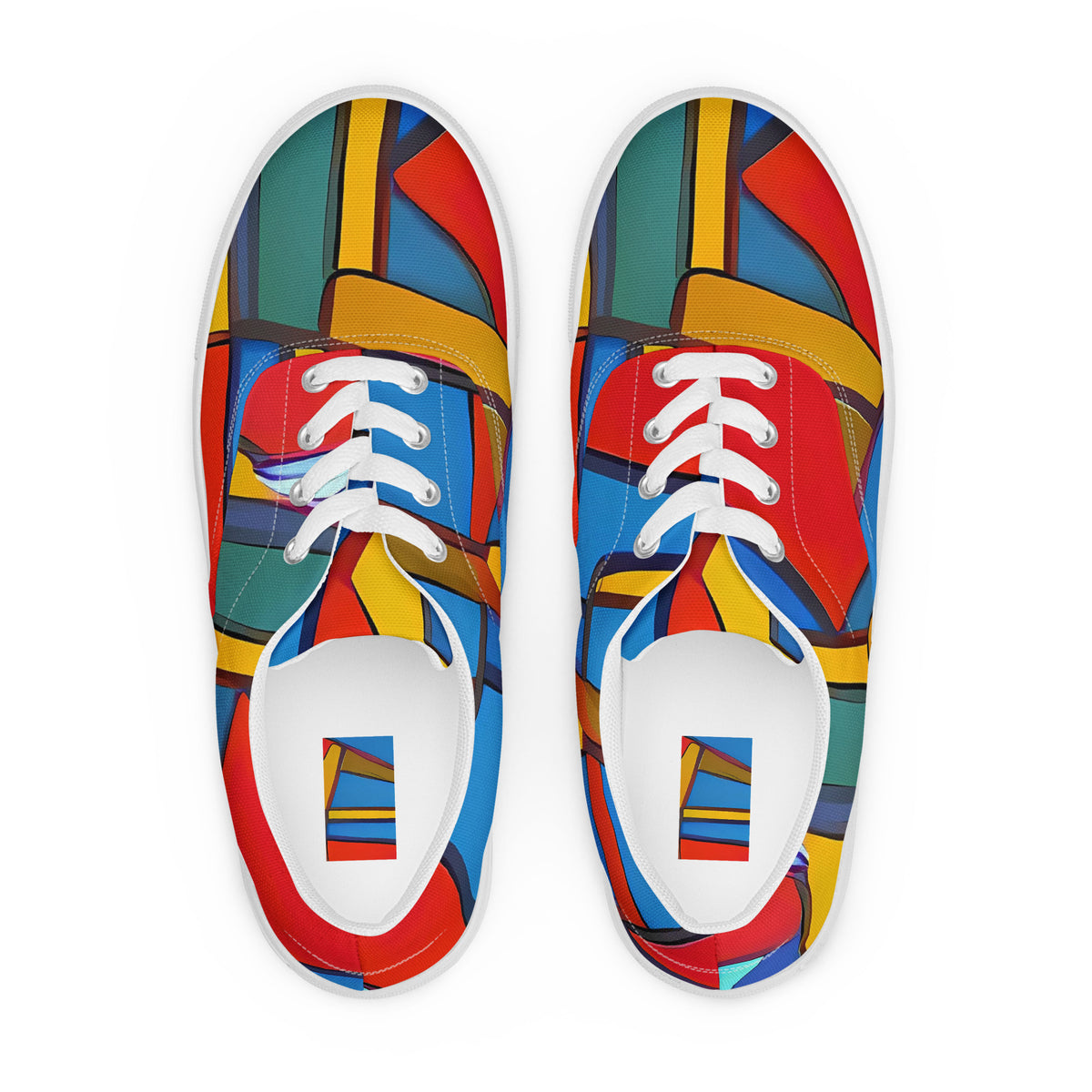 Women's Lace-Up Canvas Shoes - Mondrian Maze