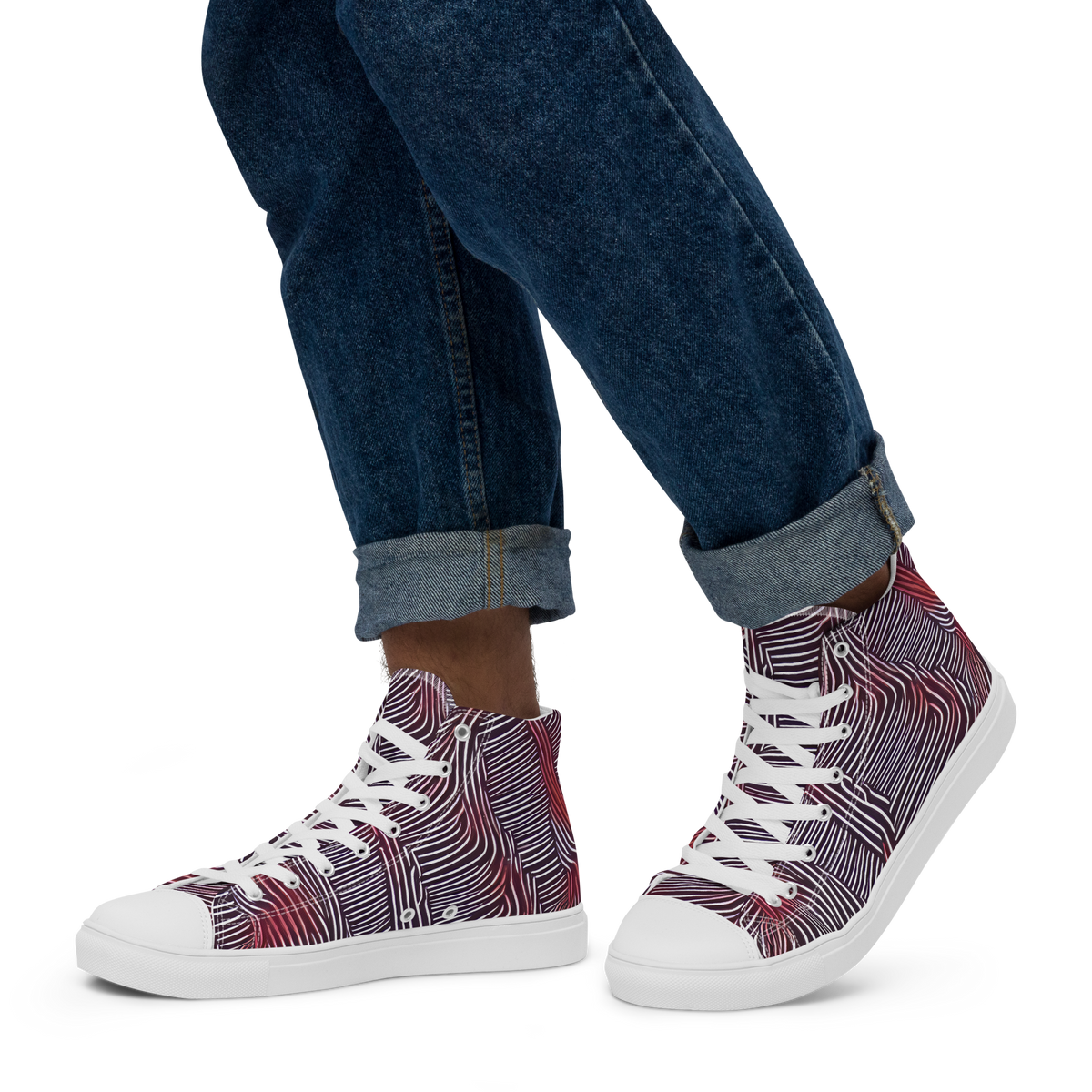 Men's High Top Canvas Shoes - Nebula Waves