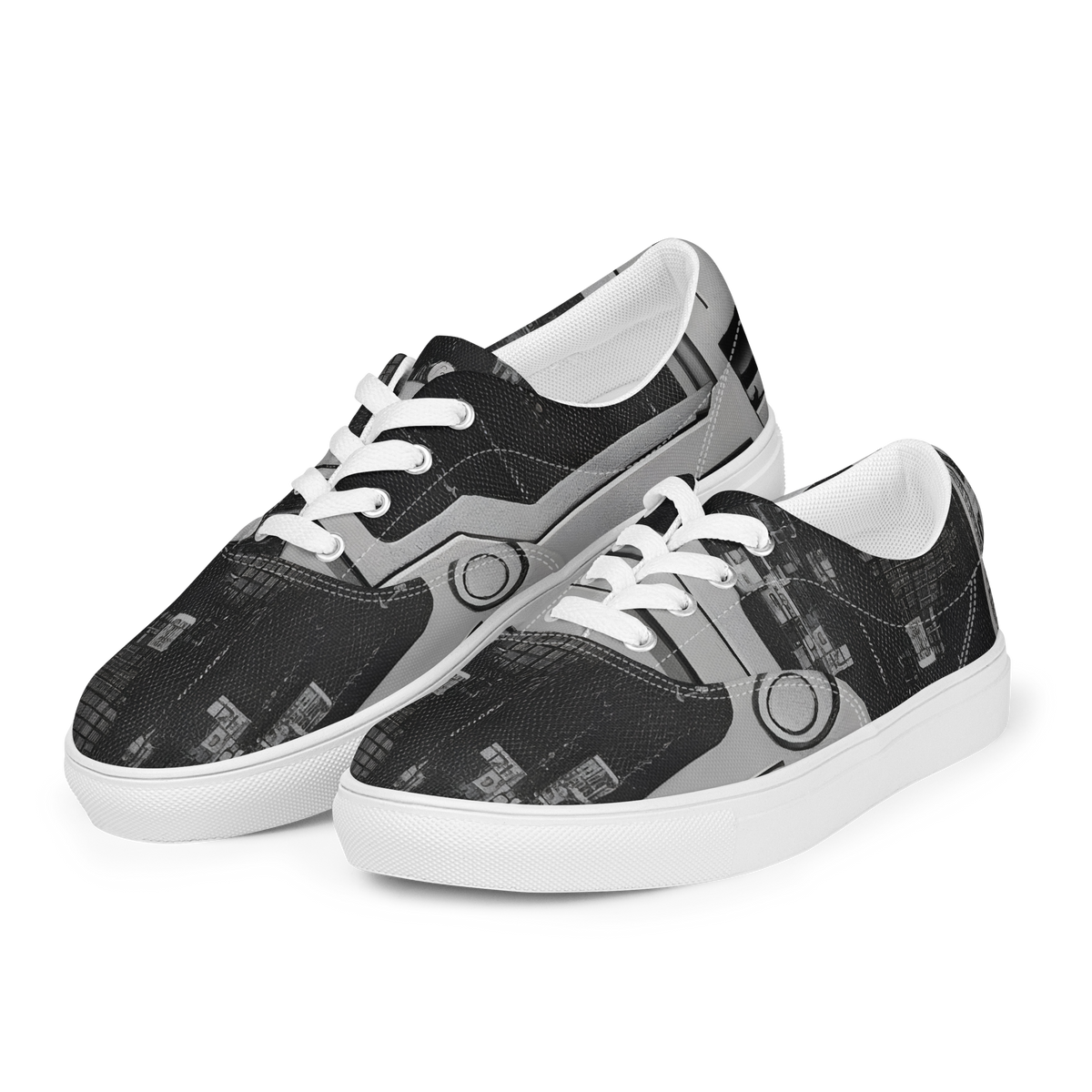 Men's Lace-Up Canvas Shoes - Concrete Harmony