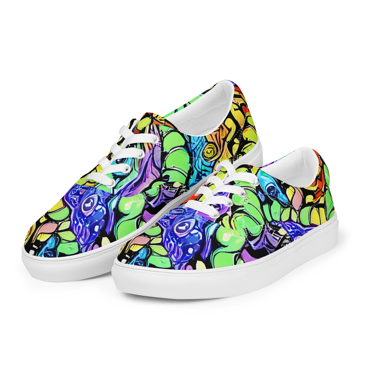 Men's Lace-Up Canvas Shoes - Frostwork Fantasy