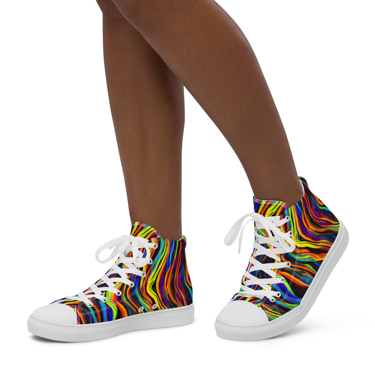 Women's High Top Canvas Shoes - Celestial Waves