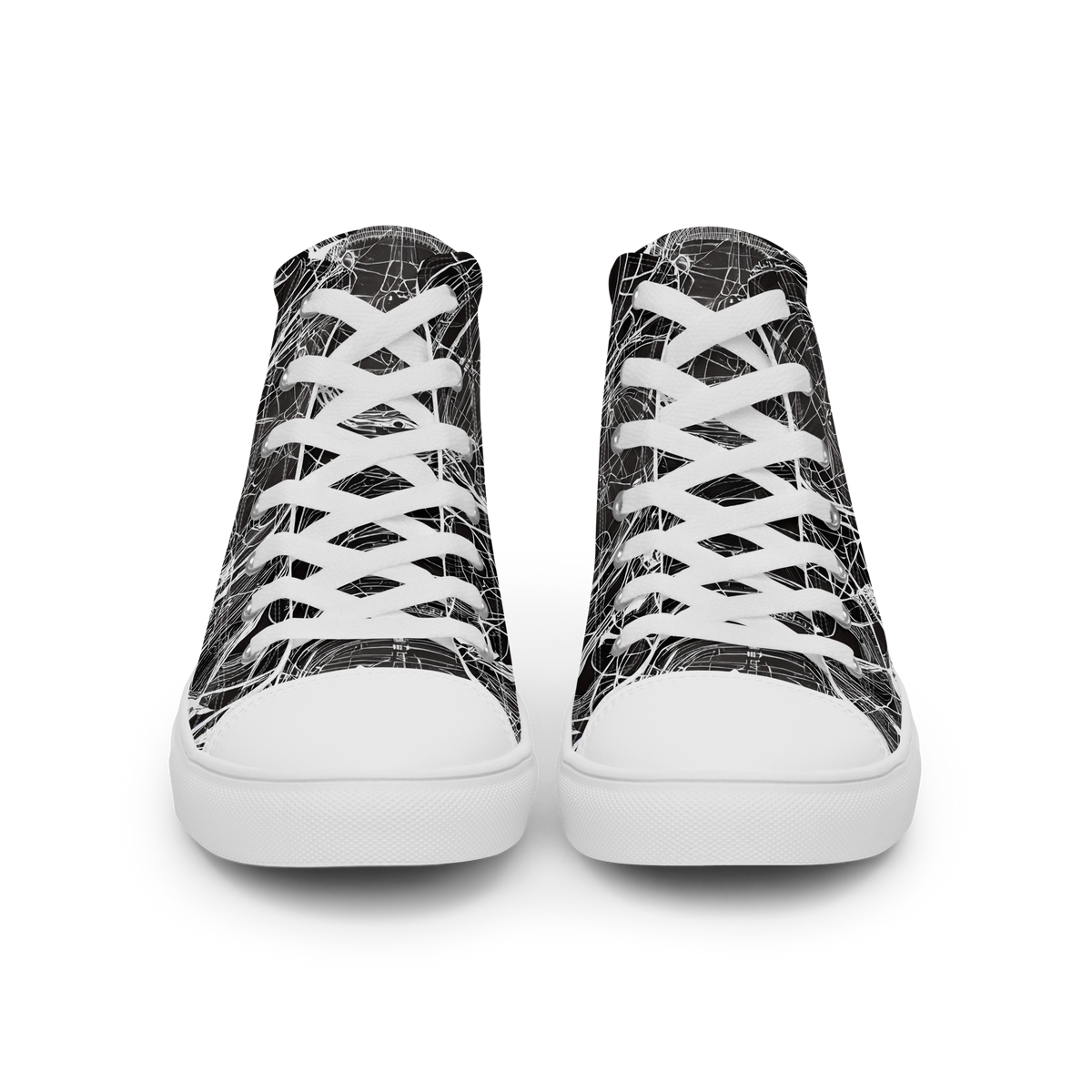 Men's High Top Canvas Shoes - Nexus of Lines