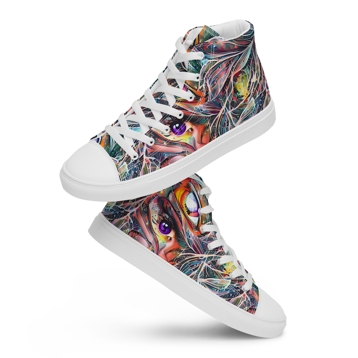Men's High Top Canvas Shoes - Prismatic Reverie
