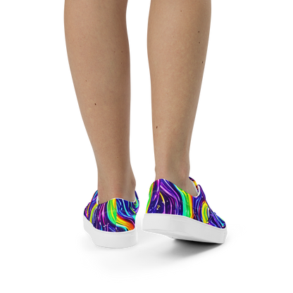 Women's Lace-Up Canvas Shoes - Galactic Flames