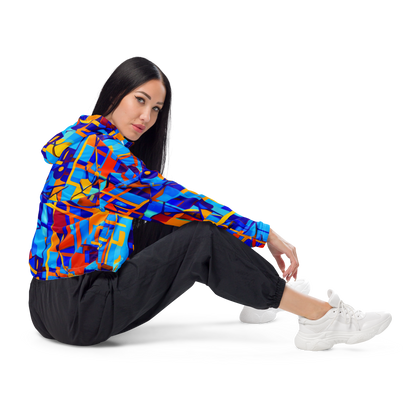 Women's Cropped Windbreaker - Radiant Labyrinth