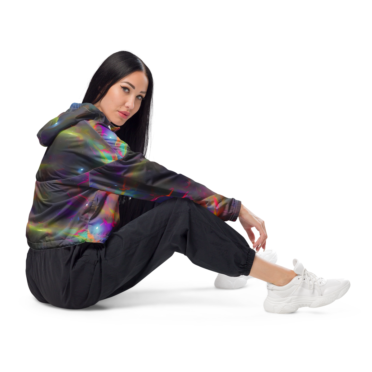 Women's Cropped Windbreaker - Etheric Echo