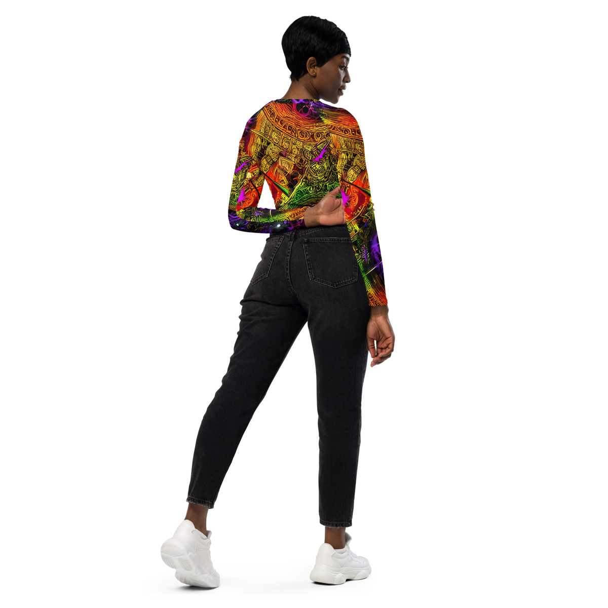 Long Sleeve Crop Top - Neon Glyphworks