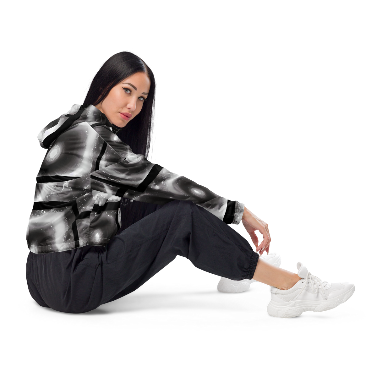 Women's Cropped Windbreaker - Arbus Whorls
