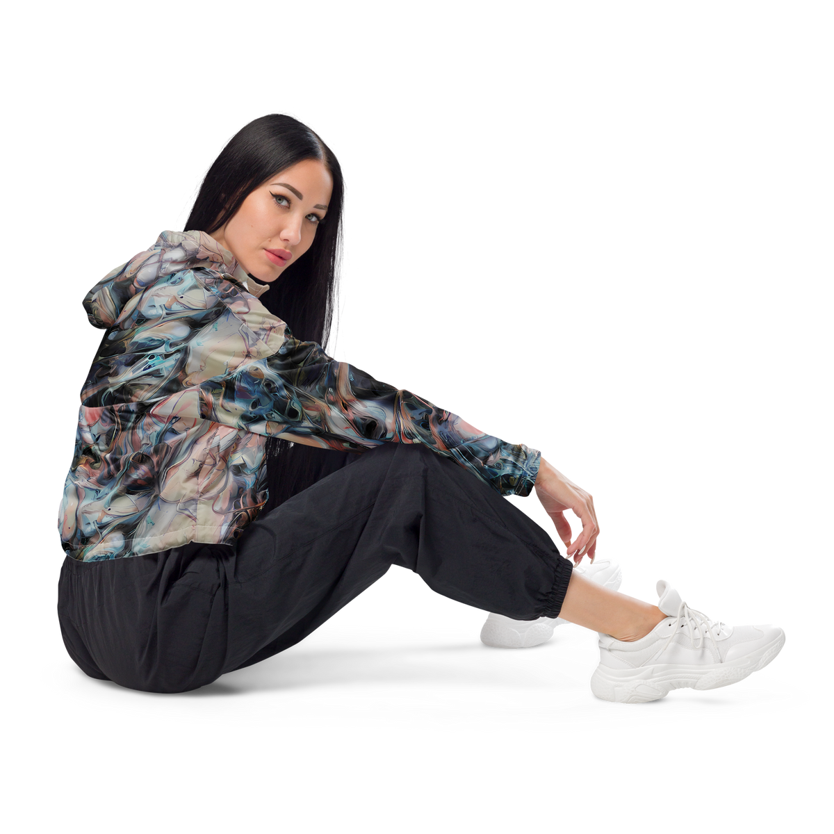 Women's Cropped Windbreaker - Daydream Cascade