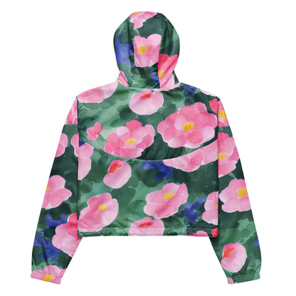 Women's Cropped Windbreaker - Pink Blossom Serenade